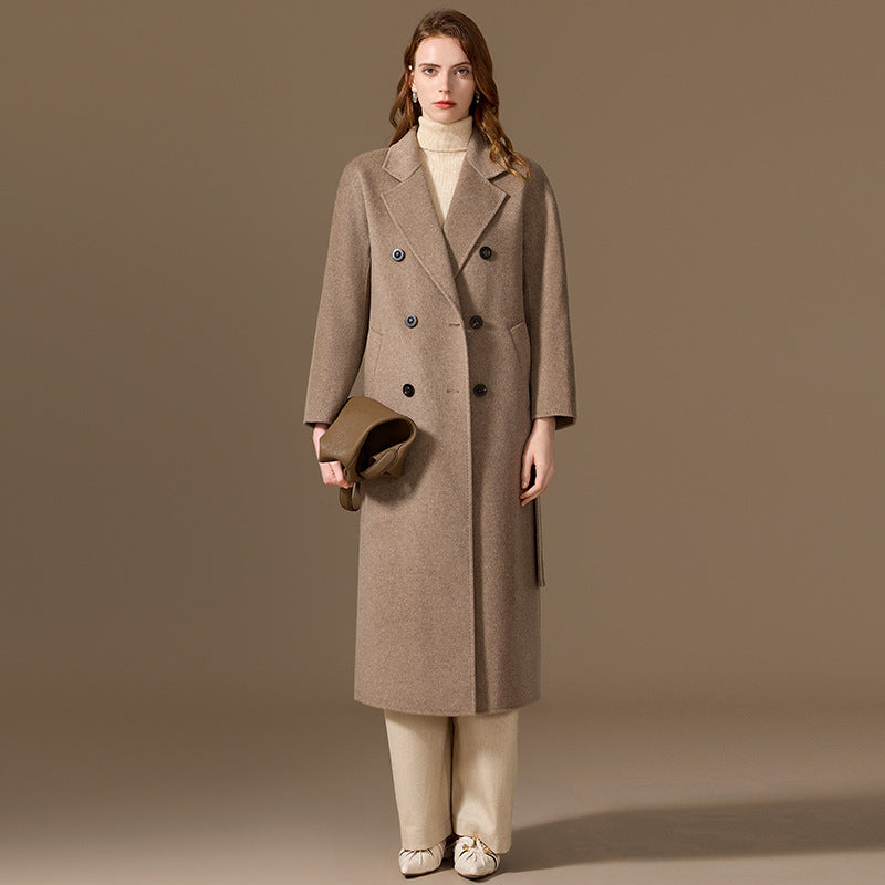 Double sided cashmere coat women's long coat